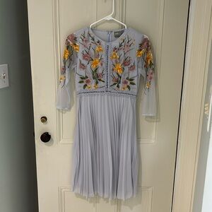 ASOS size 2 purple floral embroidered tulle dress